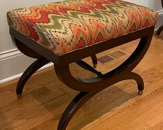 Pair of Scott Arthur Yerkey Furniture Lee Jofa Karsa Flamestitch Fall Upholstered Benches. Each Measures 24" x 17" x 20" H. Photo 2 of 4.