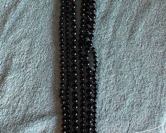 Black Jade Round Beaded Necklace - 3 Available.