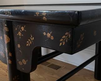 Dessin Fournir Ebonized Wood Cocktail Table with Chinoiserie Motif. Measures 48" W x 32" D x 22.5" H. Photo 4 of 5.