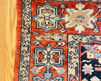 Peshawar (Pakistani Vegetable Dyed Rug) with Tribal Persian Design. Measures 13' x 5' 10". Photo 4 of 5.