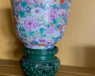 Pair of Small Antique Porcelain Cup in Famille Rose Enamel. Chia-Ch'ing (1796-1820). Each Measures 2.5" D x 3.25" H.