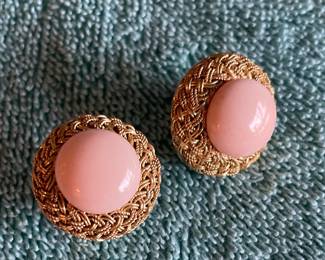 Coral & 14K Gold Earrings.