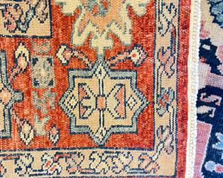 Peshawar (Pakistani Vegetable Dyed Rug) with Tribal Persian Design. Measures 13' x 5' 10". Photo 5 of 5.