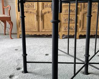 Vintage Baker Wrought Iron Faux Bamboo Glass Top Dining Table. Measures 60" D x 28" H. Excellent As Is But Would Be Amazing with Custom Paint! Photo 4 of 5.