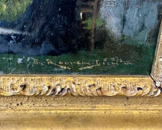 "Study For Paddock At Argenteuil," Oil on Canvas. Signed by Artist, Rene A. Rousseau-Decelle (French, 1884 - 1967). Measures 24 1/8" x 12 1/4"; 30.5" x 18.5" With Frame. Photo 1 of 2.