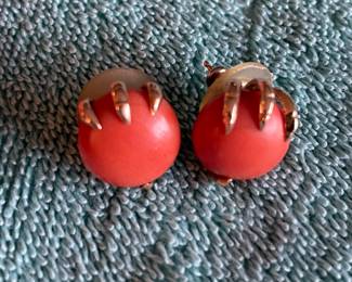 Red Coral Earrings.