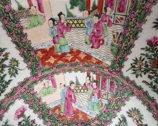 Antique Famille Rose Medallion Punch Bowl with Stand. Measures 14.5" x 6" H. Chinese Export. Photo 2 of 3.