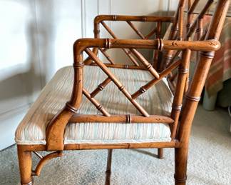 Vintage Chinese Chippendale Faux Bamboo Arm Chair - 2 Available. Photo 2 of 4.