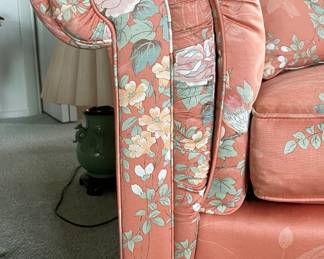 TRS Furniture Floral Chintz Upholstered Chesterfield Sofa with Down Filled Cushions. Measures 77" W x 36" D. Photo 2 of 3.