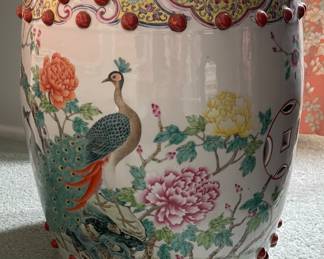 Vintage Chinese Famille Rose Porcelain Garden Stool. Measures 18" H. Photo 1 of 2.