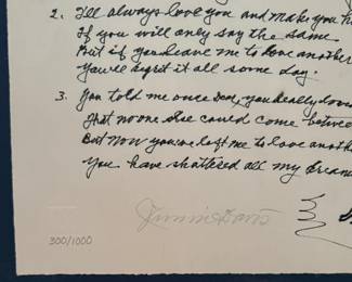 "You Are My Sunshine Lyrics" Signed & Numbered Copy of Handwritten Lyrics. Jimmy Green. Photo 2 of 2.
