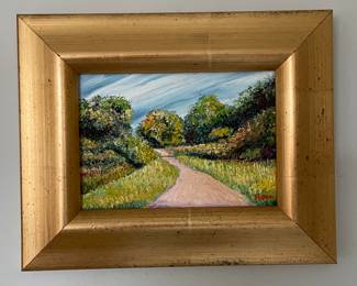 "Collegan" Oil on Canvas, Debra Hope, Signed By Artist. Measures 6" x 5"' 10.5" x 8" Including Frame. Photo 1 of 2.
