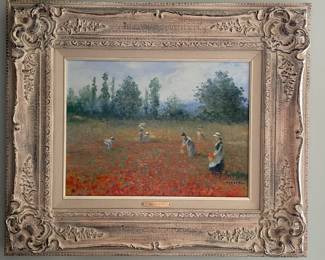 "Picking Poppies," Marion Rice Oil Painting. Signed By Artist. Measures 15.74" x 19"; 25" x 20" Including Frame. Photo 1 of 2.