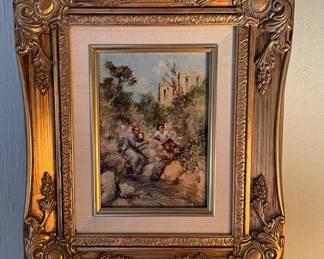 Untitled, Oil on Canvas. Signed By Artist. Measures 4.5" x 7"; 10" x 13" Including Frame. Photo 1 of 2.