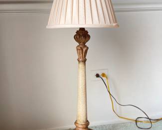 Pair of Fredrick Cooper Distressed Finish Candlestick-Style Table Lamps. Photo 1 of 3.