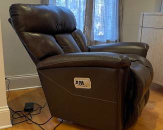 New With Tag Mocha Leather LAZ-BOY Power Recliner with Headrest and Lumbar Support. Measures 40" W. Photo 2 of 3.
