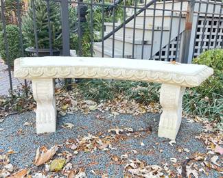 Vintage Curved Concrete Garden Bench.