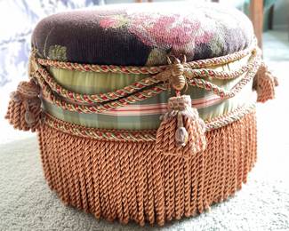 Ottoman with Bullion Fringe. Measures 16" x 13". Photo 1 of 2.