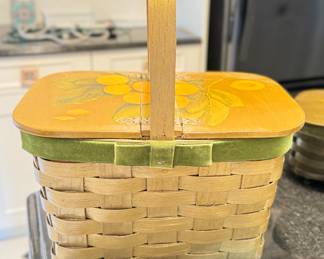 Hand-Painted Vintage Picnic Basket Purse with Lemons. Photo 2 of 2.
