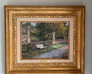 "La Banc Blanc," Oil on Canvas, Pierre Bittar. Measures 13" x 10" ; 22.5" x 19.5" Including Frame. Photo 1 of 3.