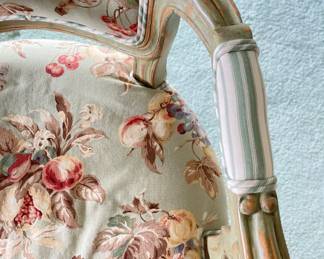 Pair of Interior Crafts French Provincial Fauteuil Arm Chairs. Each Measures 27" W x 23" D. Photo 3 of 5.
