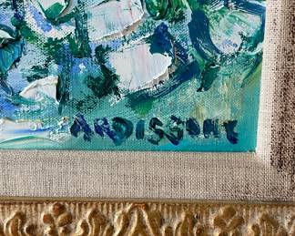 "Champs en Fete," Oil on Canvas, Yolande Ardissone, Signed By Artist. Measures 24.25" x 30.5"; 33" x 39" Including Frame. Photo 3 of 3.