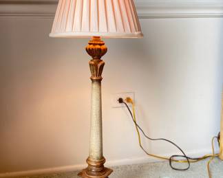 Pair of Fredrick Cooper Distressed Finish Candlestick-Style Table Lamps. Photo 2 of 3.