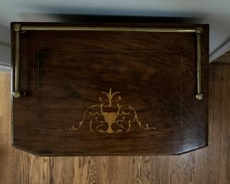 Antique English Music Cabinet with Inlay & Brass Rail. Photo 2 of 6.