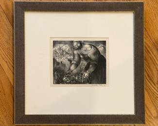 Untitled, Carlotta Petrina, (American, 1901-1997). Best Known For Illustrations in Milton's Paradise Lost. Measures 5 7/8" x 5 7/8"; 14.5" x 14" With Frame. Photo 1 of 2.