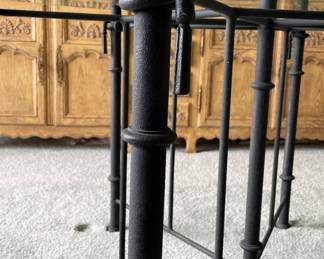 Vintage Baker Wrought Iron Faux Bamboo Glass Top Dining Table. Measures 60" D x 28" H. Excellent As Is But Would Be Amazing with Custom Paint! Photo 5 of 5.