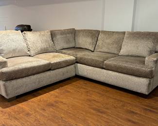 Duralee Sectional Sofa Upholstered in Chenille Fabric. Measures 98” x 98” x 38” D. Nearly New. Photo 1 of 5.
