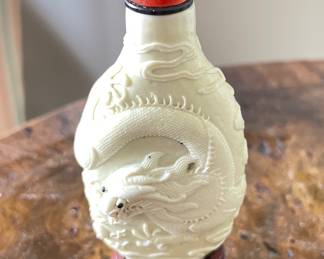 Antique Snuff Bottle Hand-Carved with Dragon.