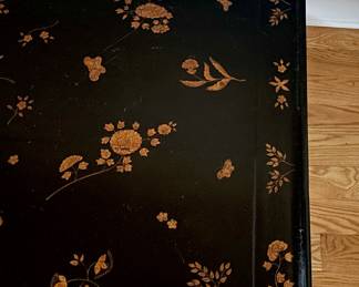 Dessin Fournir Ebonized Wood Cocktail Table with Chinoiserie Motif. Measures 48" W x 32" D x 22.5" H. Photo 5 of 5.