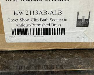 Pair of Kelly Wearstler Collection Covet Short Clip Bath Sconces In Antique Burnished Brass. Photo 2 of 2.