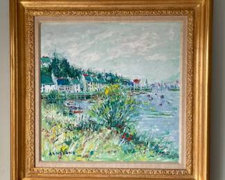 "La Digitale" Oil on Canvas, Yolande Ardissone. Measures 19" x 19"; 27.5" x 27.5" Including Frame. Photo 1 of 2.