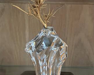 Steuben Crystal Thistle Rock with 24K Gold Topper (Chipped).