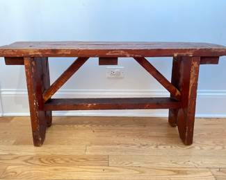 Rustic Red Painted Bench. Measures 42" W x 11" D x 20" H. Photo 1 of 3.