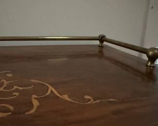 Antique English Music Cabinet with Inlay & Brass Rail. Photo 3 of 6.