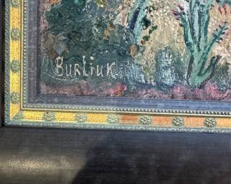 "Eve In The Apple Tree," Oil on Canvas. Signed By Artist, David Burliuk (1882 -1966 American-Ukrainian). Measures 15" x 16 7/8" 21" x 25" With Frame. Photo 2 of 2.