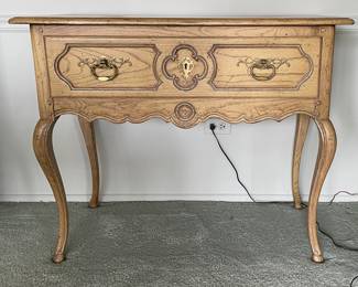 Vintage Baker Furniture Louis XV Style White Oak French Provincial Side Table / Server With Brass Hardware. Measures 32" W x 39" H x 18" D. Photo 1 of 4.