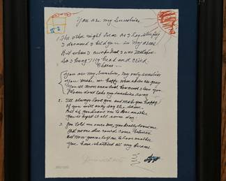 "You Are My Sunshine Lyrics" Signed & Numbered Copy of Handwritten Lyrics. Jimmy Green. Photo 1 of 2.