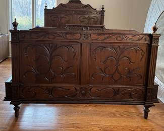 Antique Hand-Carved French Queen Size Bed Frame. Photo 1 of 4.