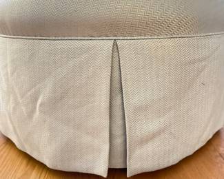 Neutral Pearson Ottoman Upholstered in Herringbone Pattern with Kick Pleat Skirt. Matching Club Chairs Available, Too. Measures 30" D x 19" H. Photo 2 of 2.