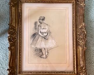 Edgar Degas Lithograph, "Study For Rehearsal For A Ballet." Measures 10" x 14"; 23" x 27" Including Frame. Signed & Numbered. Photo 1 of 3.