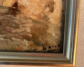 Untitled, Oil on Canvas. Signed By Artist. Measures 4.5" x 7"; 10" x 13" Including Frame. Photo 2 of 2.