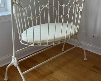 Corsican Iron Bassinette in Cloudy White Finish. Measures 48" W x 30" D.
