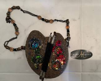 Vintage Mary Frances Beaded Painters Palette Purse with Tag.