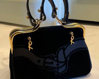 Vintage Roberta di Camerino Velvet Handbag with Gold Trim.
