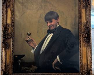 "The Wine Taster," Oil on Canvas. Orlando Greenwood. (Sourced From The Estate of Former Governor Jim Thompson.) Photo 1 of 5.