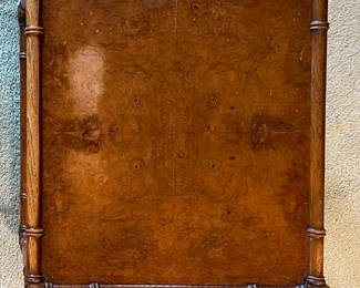 Pair of Drexel Heritage Grand Tour Burl Wood Faux Bamboo Low End Tables. Each Measures 22" W 19" D x 17" H. Great As Is But Would Be Amazing Painted. Ask Us For Resources. Photo 2 of 4.